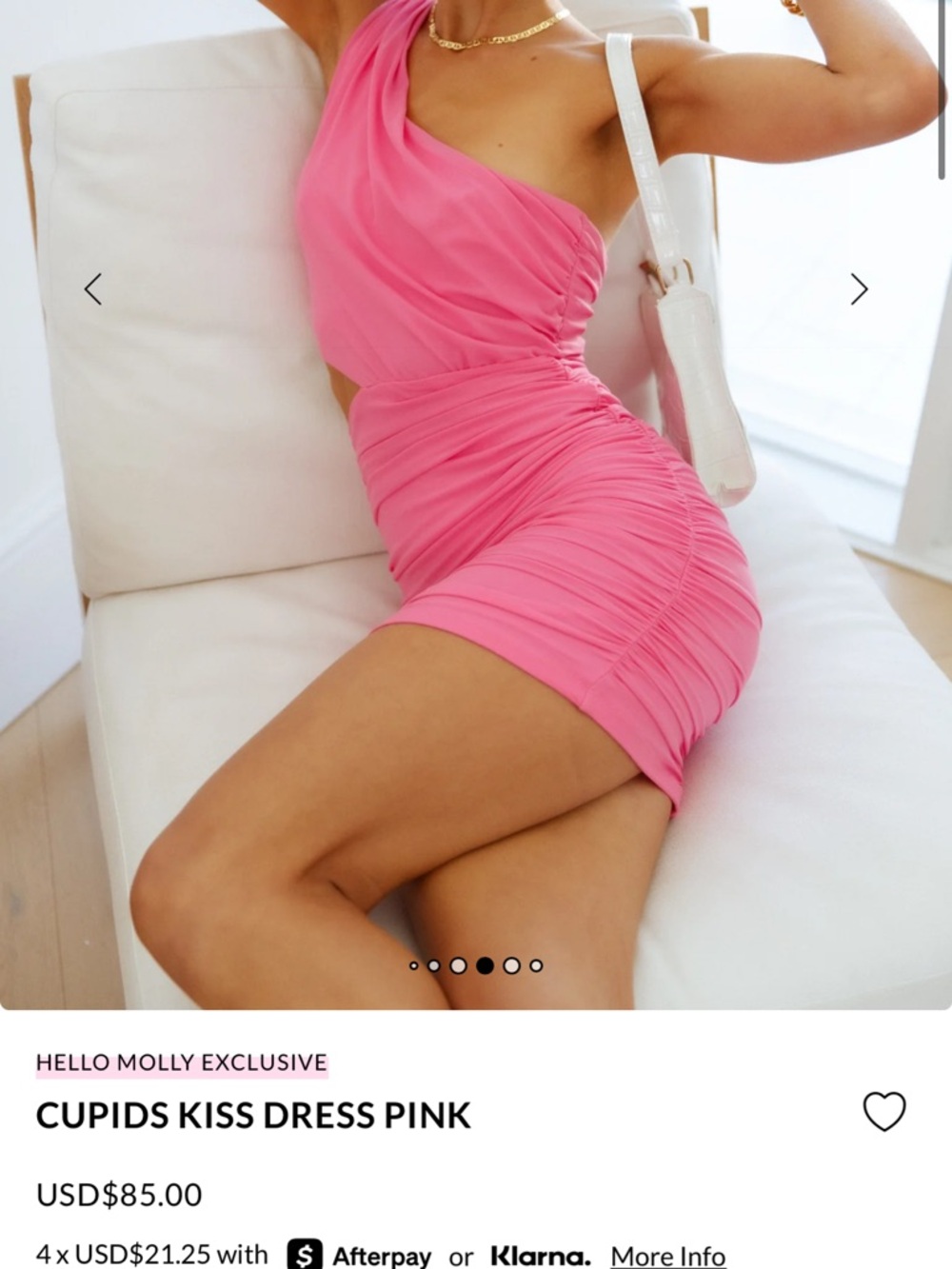 Hello Molly Hot Pink One-Shoulder Ruched Mini Dress
